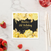 Elegant Yellow and Gold Flowers Birthday Party スタンダードカクテルナプキン (インサイチュ)