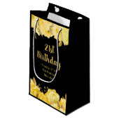 Elegant Yellow and Gold Flowers Birthday Party スモールペーパーバッグ (正面アングル)