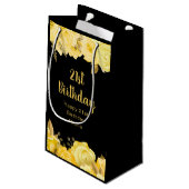 Elegant Yellow and Gold Flowers Birthday Party スモールペーパーバッグ (裏面アングル)