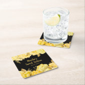 Elegant Yellow and Gold Flowers Sweet Sixteen スクエアペーパーコースター (インサイチュ)