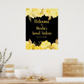 Elegant Yellow and Gold Flowers Sweet Sixteen ポスター (キッチン)