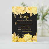Elegant Yellow and Gold Flowers Sweet Sixteen 出欠カード (スタンド正面)