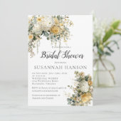 Elegant Yellow and Ivory Floral Bridal Shower | 招待状 (スタンド正面)