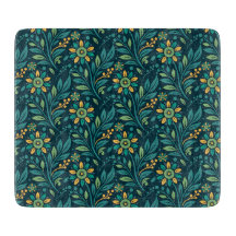 Elegant Yellow and Teal Floral Pattern Design