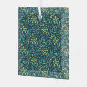 Elegant Yellow and Teal Floral Pattern Design ガラスオーナメント (正面左)