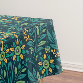 Elegant Yellow and Teal Floral Pattern Design テーブルクロス