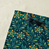 Elegant Yellow and Teal Floral Pattern Design ビーチタオル (インサイチュ)