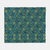 Elegant Yellow and Teal Floral Pattern Design フリースブランケット (正面(横))