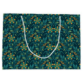 Elegant Yellow and Teal Floral Pattern Design ラージペーパーバッグ (裏面)