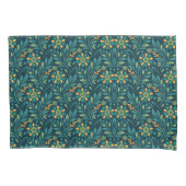 Elegant Yellow and Teal Floral Pattern Design 枕カバー (正面左)