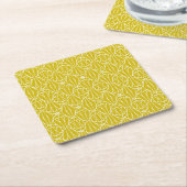 Elegant Yellow Art Deco Pattern with Diamond Motif スクエアペーパーコースター (アングル)
