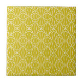 Elegant Yellow Art Deco Pattern with Diamond Motif タイル (正面)