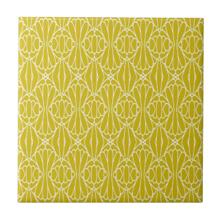 Elegant Yellow Art Deco Pattern with Diamond Motif タイル