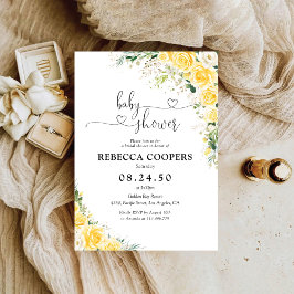 Elegant Yellow Baby Shower Invitation 招待状