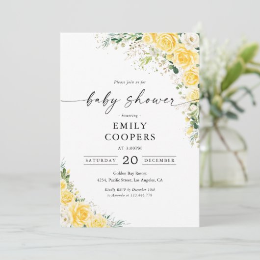 Elegant Yellow Baby Shower Invitation 招待状 (スタンド正面)