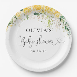Elegant Yellow Baby Shower Paper Plate ペーパープレート