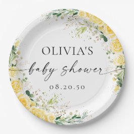 Elegant Yellow Baby Shower Paper Plate ペーパープレート