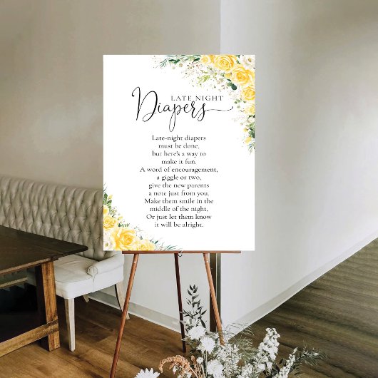 Elegant Yellow Baby Shower Poster ポスター