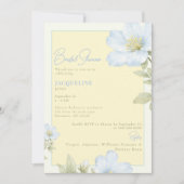 Elegant Yellow & Blue Floral Bridal Shower 招待状 (正面)