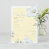 Elegant Yellow & Blue Floral Bridal Shower 招待状 (スタンド正面)
