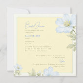 Elegant Yellow & Blue Floral Square Bridal Shower 招待状 (正面)