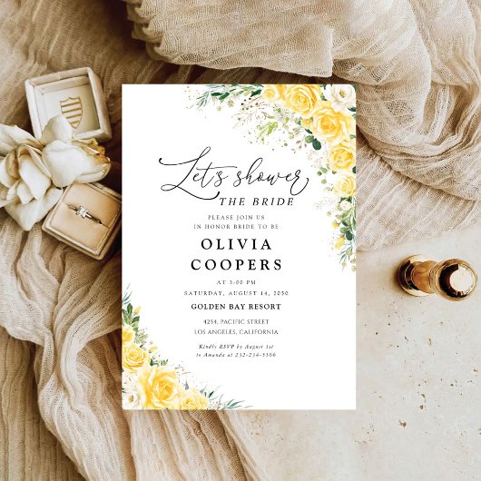 Elegant Yellow Bridal Shower Invitation 招待状