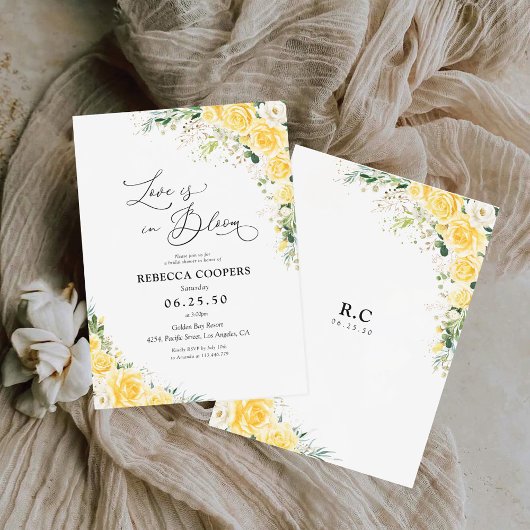 Elegant Yellow Bridal Shower Invitation 招待状