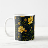 Elegant Yellow Buttercup Flower コーヒーマグカップ (左)