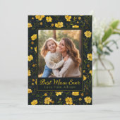 Elegant Yellow Buttercup Flower Mother's Day Photo カード (スタンド正面)