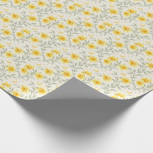Elegant Yellow Daffodil Floral Wrapping Paper ラッピングペーパー (角)