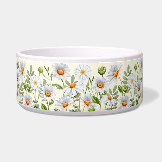 Elegant Yellow Daisy Personalized Pet Bowl ボウル (右)