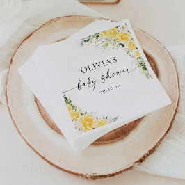 Elegant Yellow Detail Baby Shower Paper  スタンダードカクテルナプキン