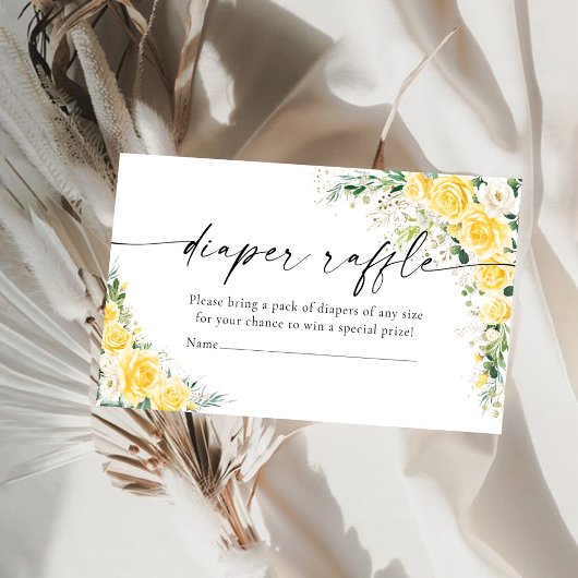 Elegant Yellow Diaper Raffle エンクロージャーカード