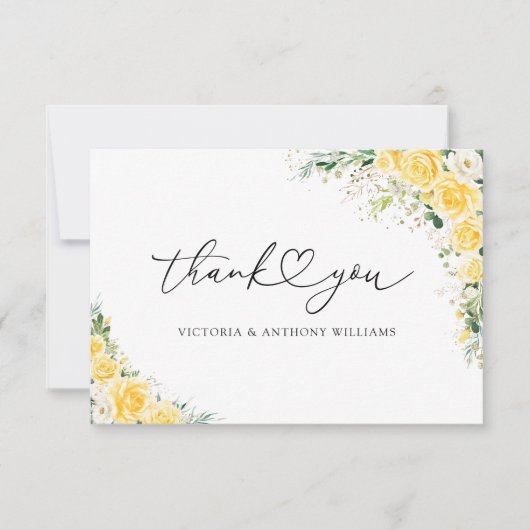 Elegant Yellow Flat Thank You Card サンキューカード (正面)