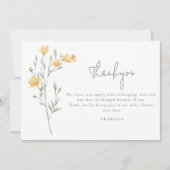 Elegant Yellow Floral Baby Shower サンキューカード (正面)