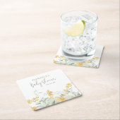 Elegant Yellow Floral Baby Shower スクエアペーパーコースター (インサイチュ)