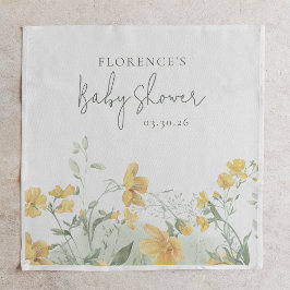 Elegant Yellow Floral Baby Shower スタンダードランチョンナプキン