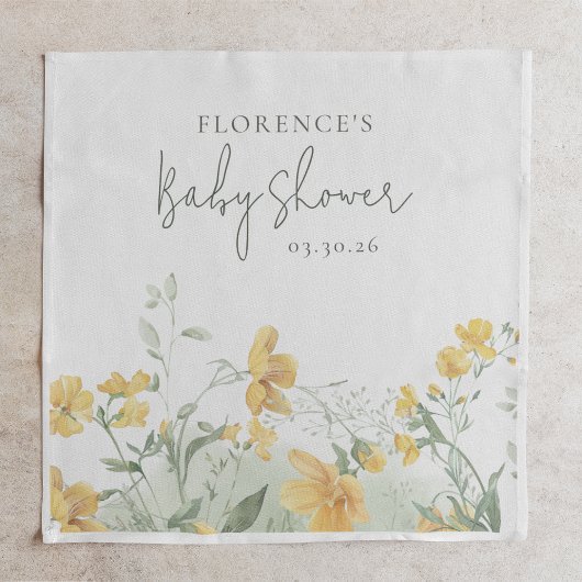 Elegant Yellow Floral Baby Shower スタンダードランチョンナプキン