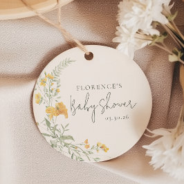 Elegant Yellow Floral Baby Shower フェイバータグ