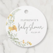 Elegant Yellow Floral Baby Shower フェイバータグ (正面)