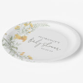 Elegant Yellow Floral Baby Shower ペーパープレート (アングル)