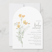 Elegant Yellow Floral Baby Shower 招待状 (正面)
