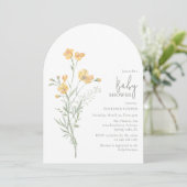 Elegant Yellow Floral Baby Shower 招待状 (スタンド正面)