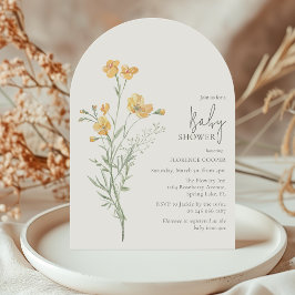 Elegant Yellow Floral Baby Shower 招待状