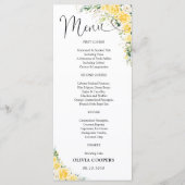 Elegant Yellow Floral Baby Shower Menu メニュー (正面)