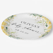 Elegant Yellow Floral Baby Shower Paper Plate ペーパープレート (アングル)