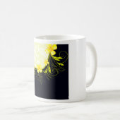 Elegant Yellow Floral Damask コーヒーマグカップ (正面右)