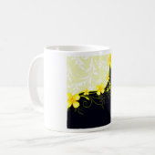 Elegant Yellow Floral Damask コーヒーマグカップ (正面左)
