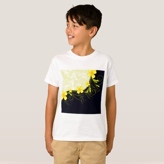 Elegant Yellow Floral Damask Tシャツ (正面フル)