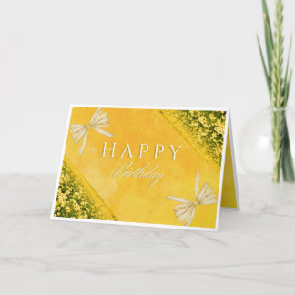 Elegant Yellow Floral Happy Birthday Card サンキューカード